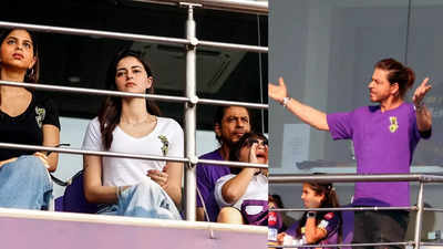 Crowds at the stadium scream 'SRK' as Shah Rukh Khan reaches Eden Gardens for supporting KKR with AbRam, Suhana Khan, Ananya Panday- WATCH videos
