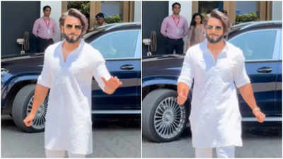 Ranveer Singh wins hearts as he carries a classy white kurta at the airport, fans call it 'Don 3' look - WATCH video