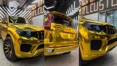 Eye-popping, unique Chrome Gold-wrapped Mahindra Scorpio N delivered to 'Golden Boys'