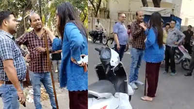 'Meri nayi gaadi....': In viral video, Lucknow woman grabs man's collar after minor accident