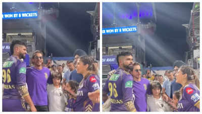 Shah Rukh Khan celebrates the KKR victory with son AbRam and Shreyas Iyer in a special moment