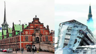 Fire destroys Copenhagen's old stock exchange dating to 1600s, collapsing its dragon-tail spire