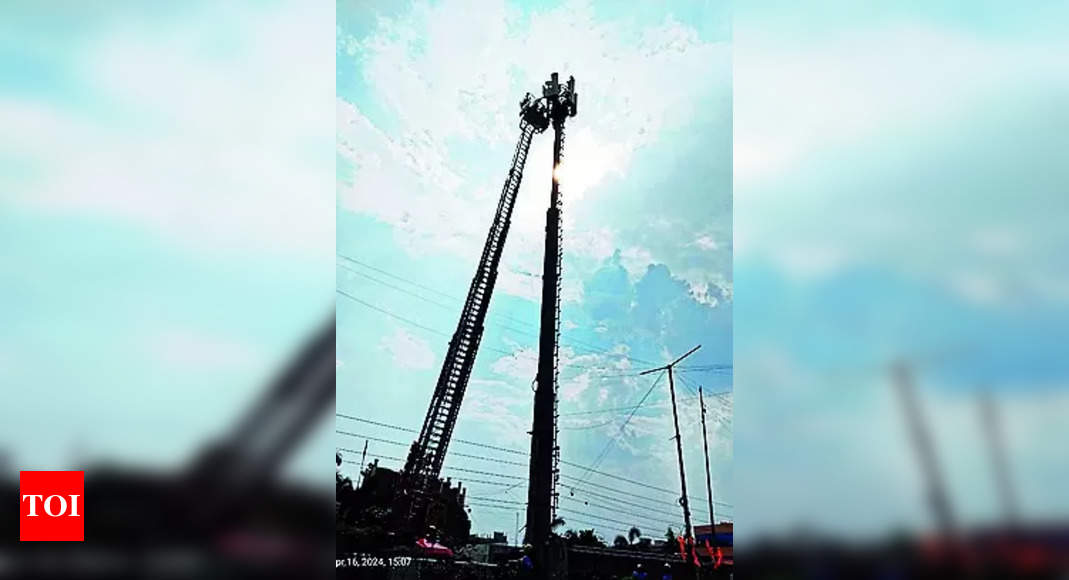 Tower: Man Climbs Up Tower, Rescued 