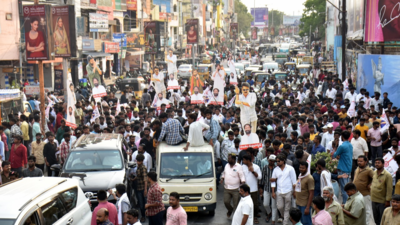 Jana Sena activists take out a massive rally in Tirupati