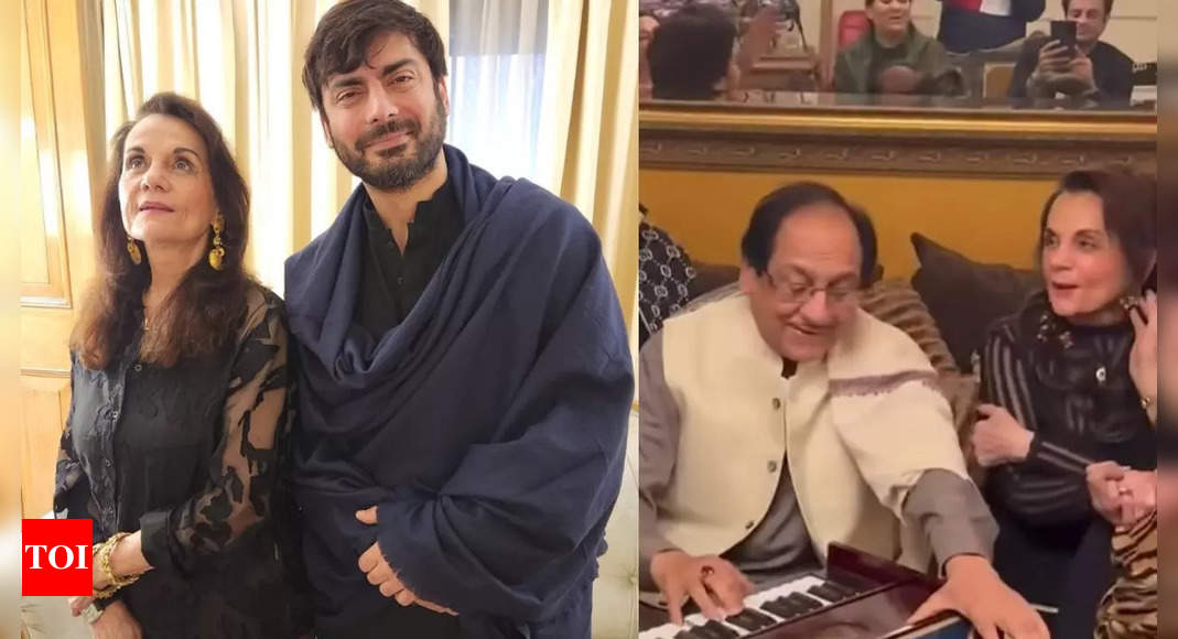 Mumtaz poses with Fawad Khan at a house party while Ghulam Ali ...