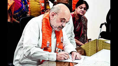 Amit Shah files nomination papers from Gandhinagar