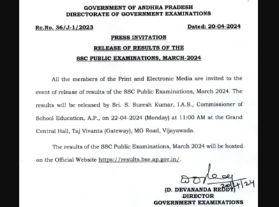AP SSC results 2024 releasing today at 11 am: Official notice here