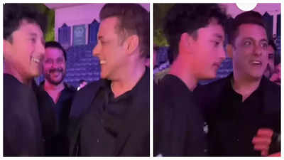 Salman Khan is all smiles as he meets Sanjay Dutt's son Shahraan at an event in Dubai - See viral photos