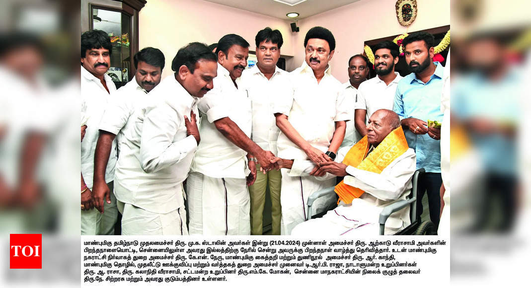 Arcot Veerasamy: Cm, Ministers Greet Arcot Veerasamy On His 88th ...