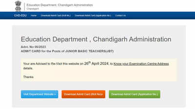 Chandigarh JBT Admit Card 2024 released at chdeducation.gov.in; Download here