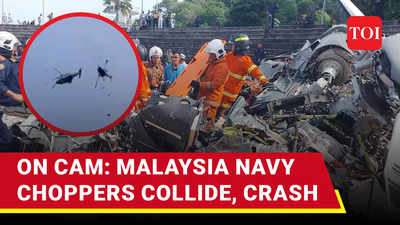 Caught on Cam: Two Malaysian Navy Choppers collide and crash mid-air in training, kills 10 crew members
