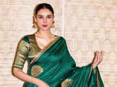 Aditi's green silk saree is perfect to brighten your wardrobe