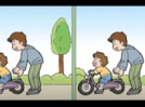 Optical Illusion: Can you spot 3 differences in this boy learning bicycle picture?
