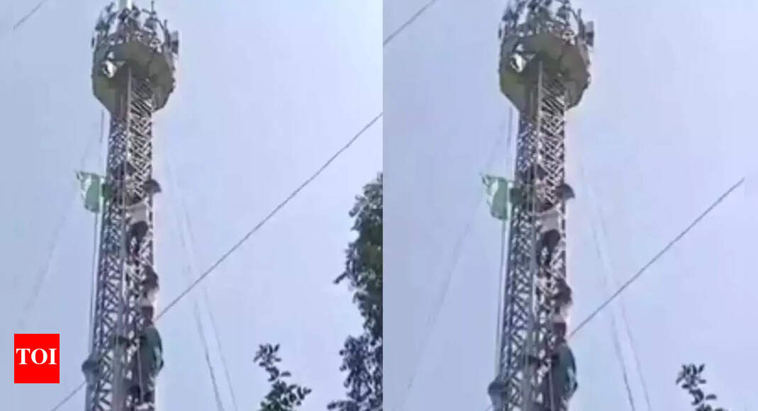 Tamil Nadu farmers climb towers, protest with 'human skulls' in Delhi ...