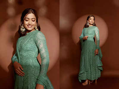 Rashmika Mandanna's mint green anarkali is perfect for a friend's wedding