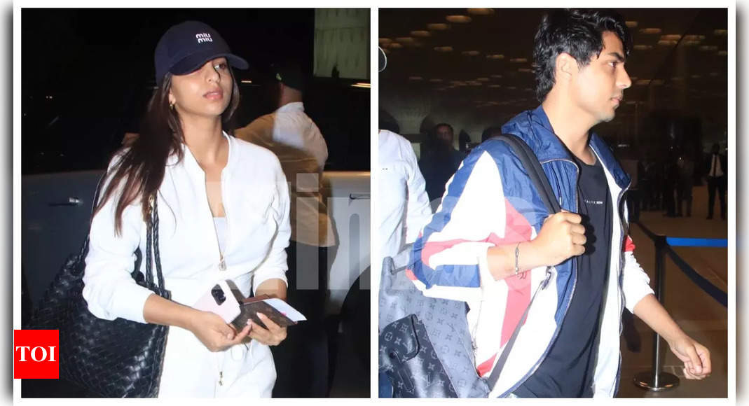Suhana Khan and brother Aryan Khan jet out of the city with dad Shah Rukh Khan’s bodyguard: Airport Pics | – Times of India