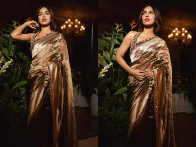 Bhumi Pednekar's Mocha gold silk sari is perfect for a summer wedding