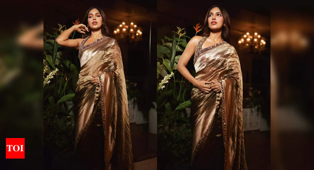 Bhumi Pednekar Saree: Bhumi Pednekar's Mocha Gold Silk Sari Is Perfect 