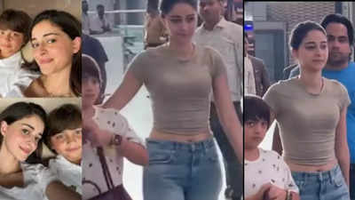 Ananya Panday gets trolled for making Shah Rukh Khan's son AbRam carry a heavy bag, but the little boy wins the internet with his cuteness - WATCH video