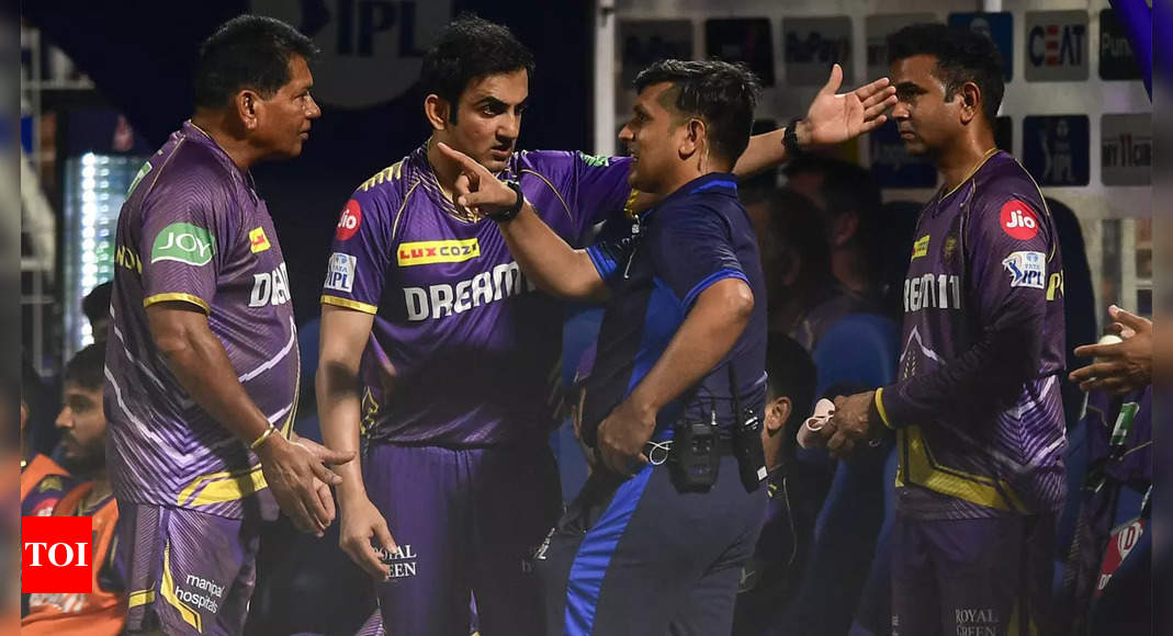 IPL 2024: ‘Frustrated’ KKR mentor Gautam Gambhir argues with fourth umpire for a single – Watch – Times of India