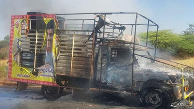 Tension grips Piler constituency after miscreants torch TDP's campaign vehicle