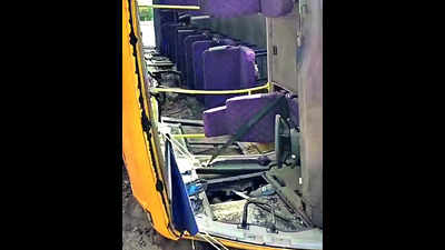 Bus with college students overturns, leaves 10 injured