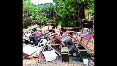 10 truckloads of scrap collected from NMC HQ, two other bldgs
