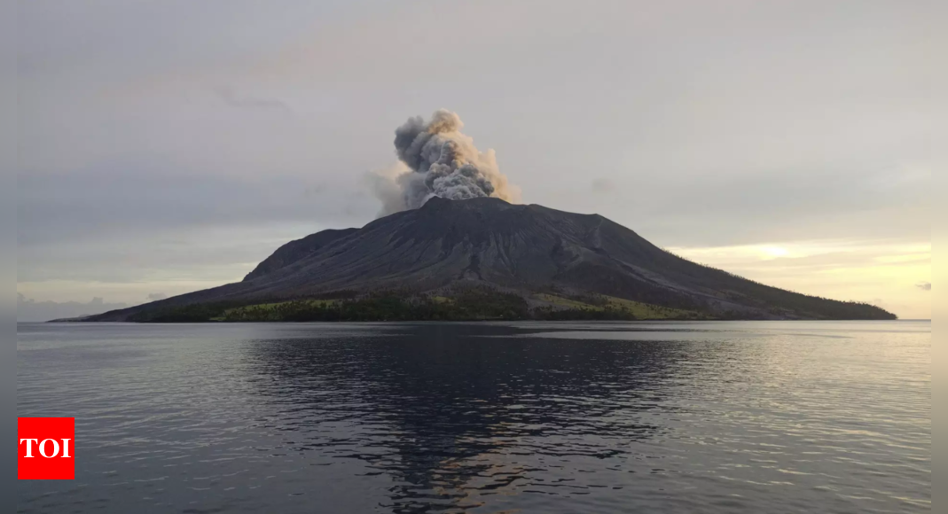 Volcano erupts in Mount Ibu island of Eastern Indonesia, sending ash tower into the sky