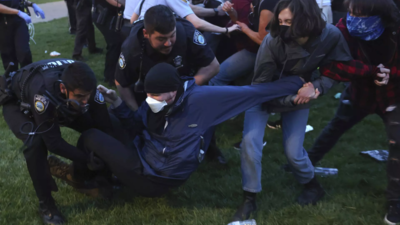 White House urges non-violence in pro-Palestinian demonstrations at US universities after hundreds arrested