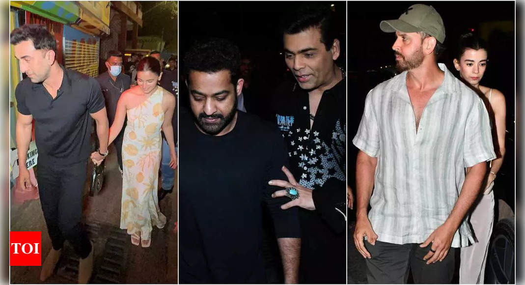 Ranbir Kapoor, Alia Bhatt, Hrithik Roshan and his girlfriend Saba Azad, Jr NTR, Karan Johar unwind together amid busy shoot schedules – Times of India
