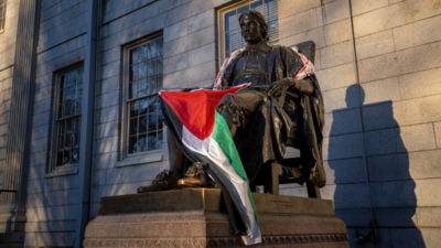 'Harvard protesters replace US flag with Palestinian one amid anti ...