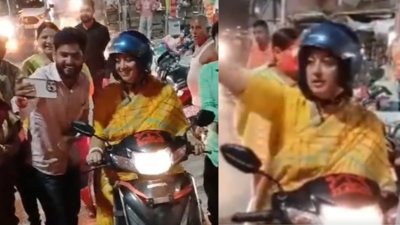 Union minister Smriti Irani rides through Amethi on scooty, video goes viral