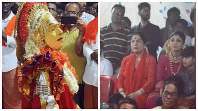 Amid ED Probe Shilpa Shetty attends 'Daiva Kola' in Mangalore with kids- Watch
