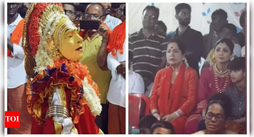 Amid ED Probe Shilpa Shetty attends 'Daiva Kola' in Mangalore with kids- Watch | Hindi Movie News - Vimarsana News