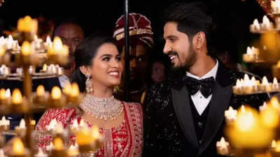 Dhanush Gowda and Sanjana exchange vows in a traditional wedding ceremony