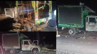 BCY chief Ramachandra Yadav's campaign vehicles ransacked and torched by miscreants at Punganur