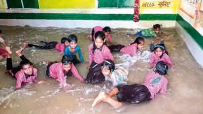 Classroom turns into pool, govt school kids in Kannauj say ‘what an idea, Sirji’