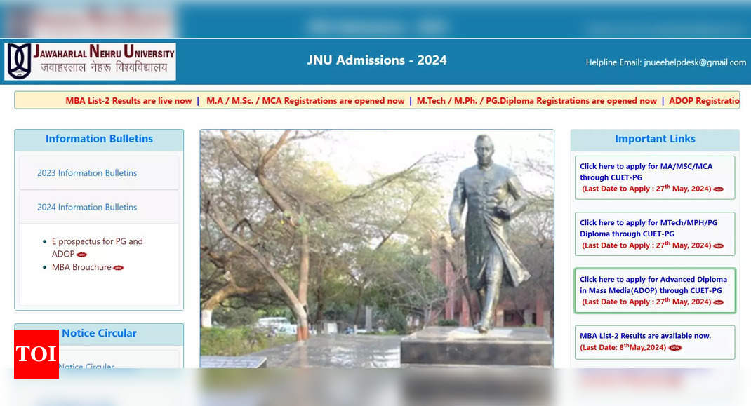 JNU PG Admissions 2024: Registration Opens At Jnuee.jnu.ac.in, Direct ...