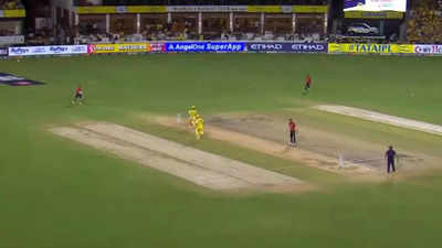 Uninterested in a single, MS Dhoni sends back Daryl Mitchell, who completes 'two runs'. Watch