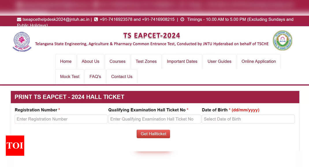 TS EAMCET Admit Card 2024 out for Engineering stream at eapcet.teche.ac.in, check direct link here – Times of India