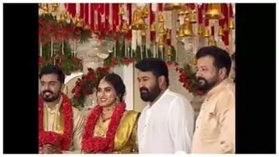 Mohanlal graces the wedding of Jayaram's daughter Malavika; watch video