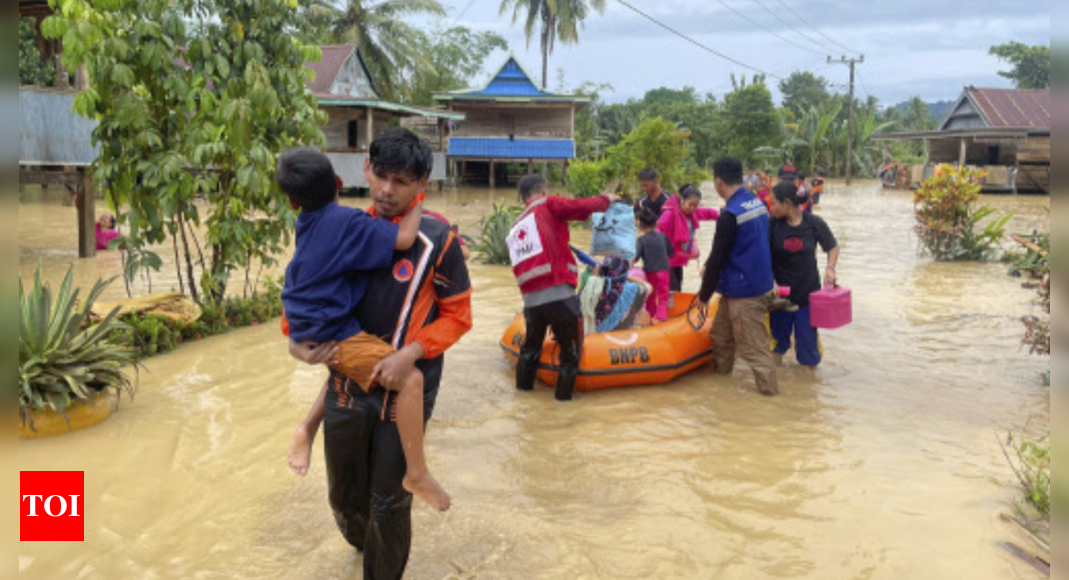 Houses destroyed, roads damaged in Indonesian floods, landslides; at least 14 dead – Times of India