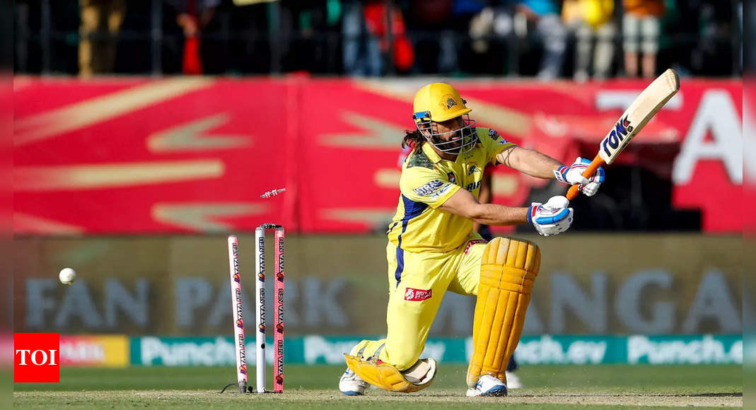 WATCH: Dharamsala crowd goes on ‘mute mode’ as CSK hero MS Dhoni falls for a golden duck | Cricket News – Times of India