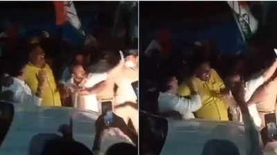 On cam: DK Shivakumar slaps party leader during election campaign in Karnataka's Haveri