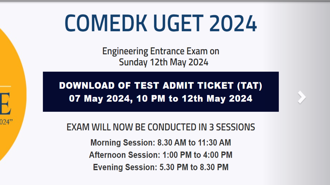 COMEDK UGET 2024 Exams Will Be Held In Three Sessions: Download Admit ...