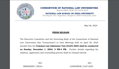 CLAT 2025 Exam date announced, registrations expected to begin in July: Official notice here