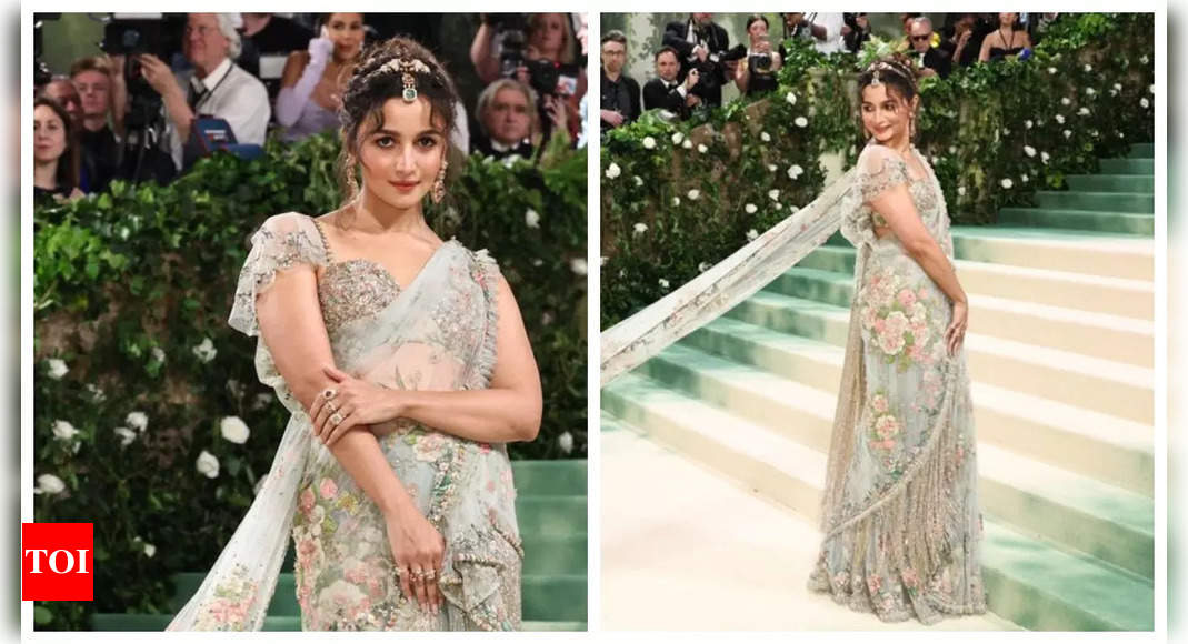 Alia Bhatt goes traditional at Met Gala 2024 in enchanting Sabyasachi creation; says ‘There is nothing more timeless than a saree’ | – Times of India