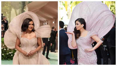 Mindy Kaling attends Met Gala in a Gaurav Gupta creation; Internet BLASTS designer for dress similar to Aishwarya Rai Bachchan's 2022 Cannes look