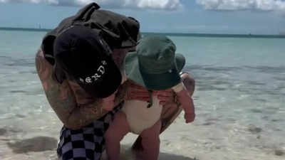 Travis Barker shares a rare video of son Rocky while on family vacation with Kourtney Kardashian