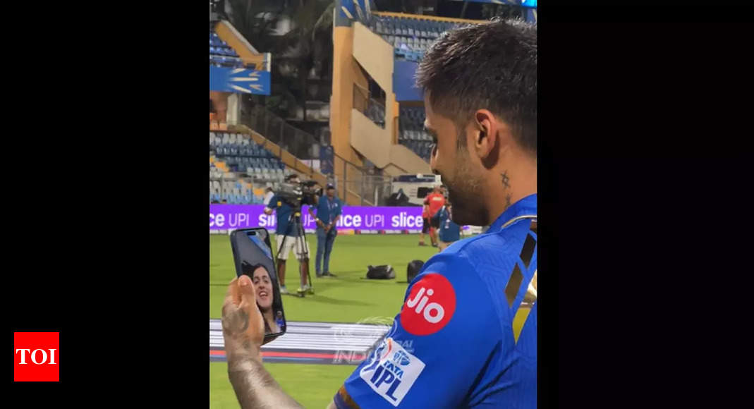 Watch: Suryakumar Yadav video-calls wife in Wankhede stands after scoring match-winning century for Mumbai Indians | Cricket News – Times of India
